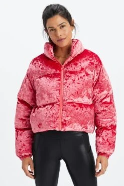 Wander Crushed Velour Croppped Puffer Jacket
