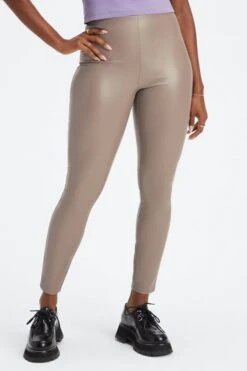 Vegan Leather Pull On Leggings
