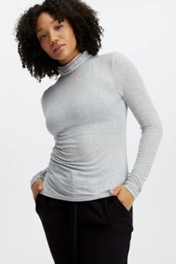 Jess Long-Sleeve Polo Neck Top