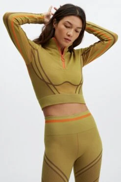 Opal Seamless Half-Zip Long-Sleeve Top