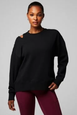 Cozy Fleece Cut Out Sweatshirt