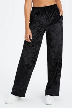 Go-To Crushed Velour Wide Leg Trousers