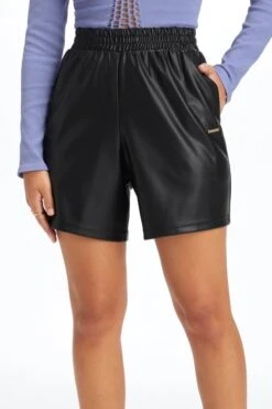 Vegan Leather High-Waisted Shorts
