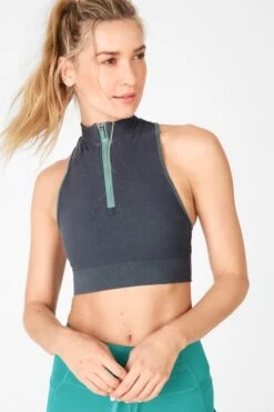 Kaylee Mock Neck Zip Up SculptKnit Top